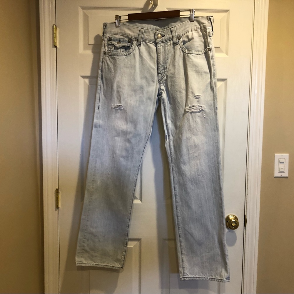 True Religion distressed straight leg jeans